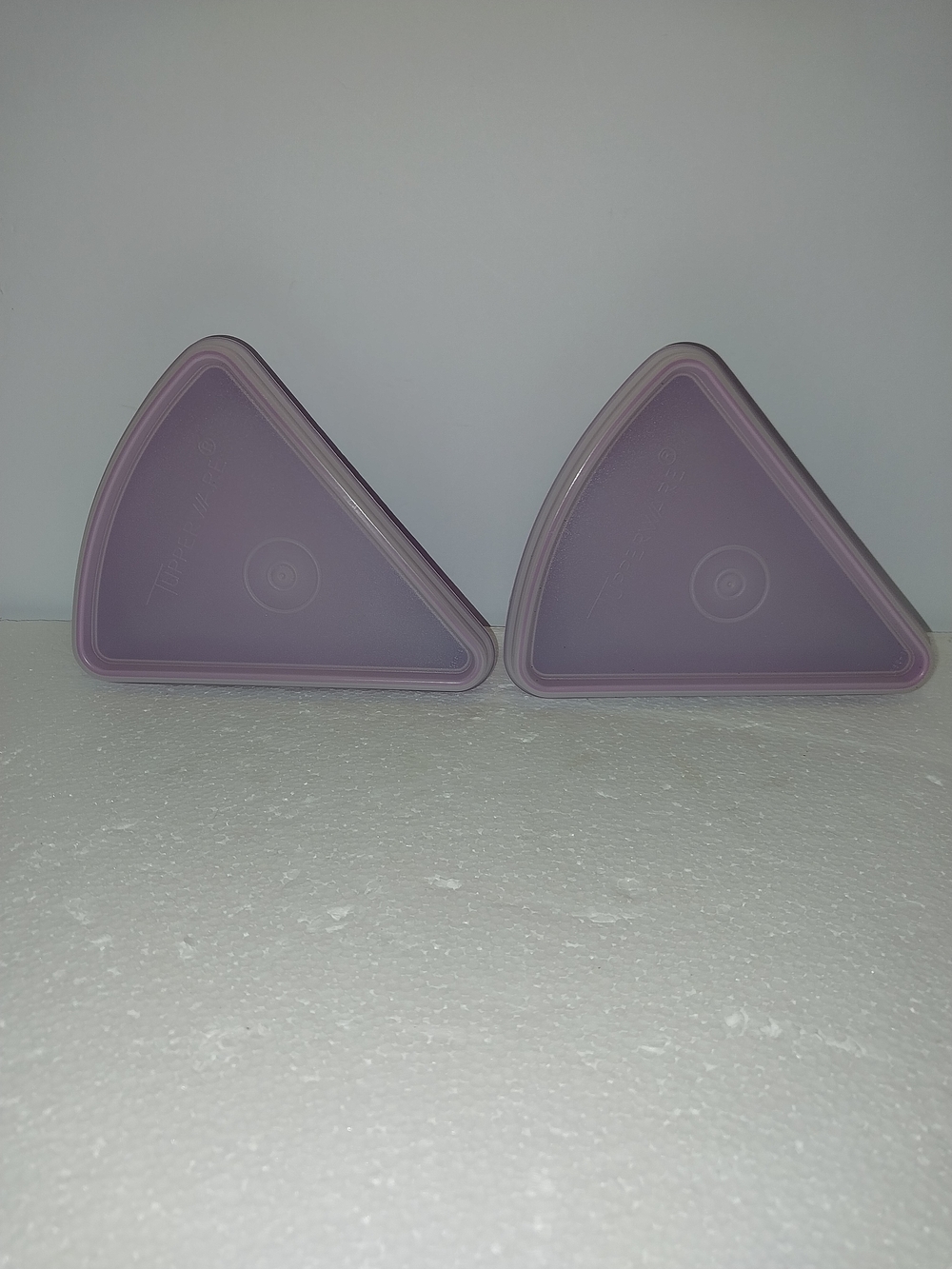 Vintage Tupperware Purple Triangle Food Storage Lids - Set of 2